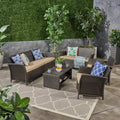 Christopher Knight Home Lucia Outdoor Wicker 7 Seater Chat Set with Cushion