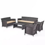 Salon de jardin 7 places en osier Lucia Christopher Knight Home avec coussins