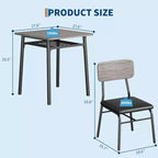 Ensemble de salle à manger 3 pièces pour 2 personnes, table de cuisine en bois avec étagère de rangement, 2 chaises rembourrées, ensemble de salle à manger pour petit espace, appartement