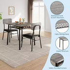 Ensemble de salle à manger 3 pièces pour 2 personnes, table de cuisine en bois avec étagère de rangement, 2 chaises rembourrées, ensemble de salle à manger pour petit espace, appartement
