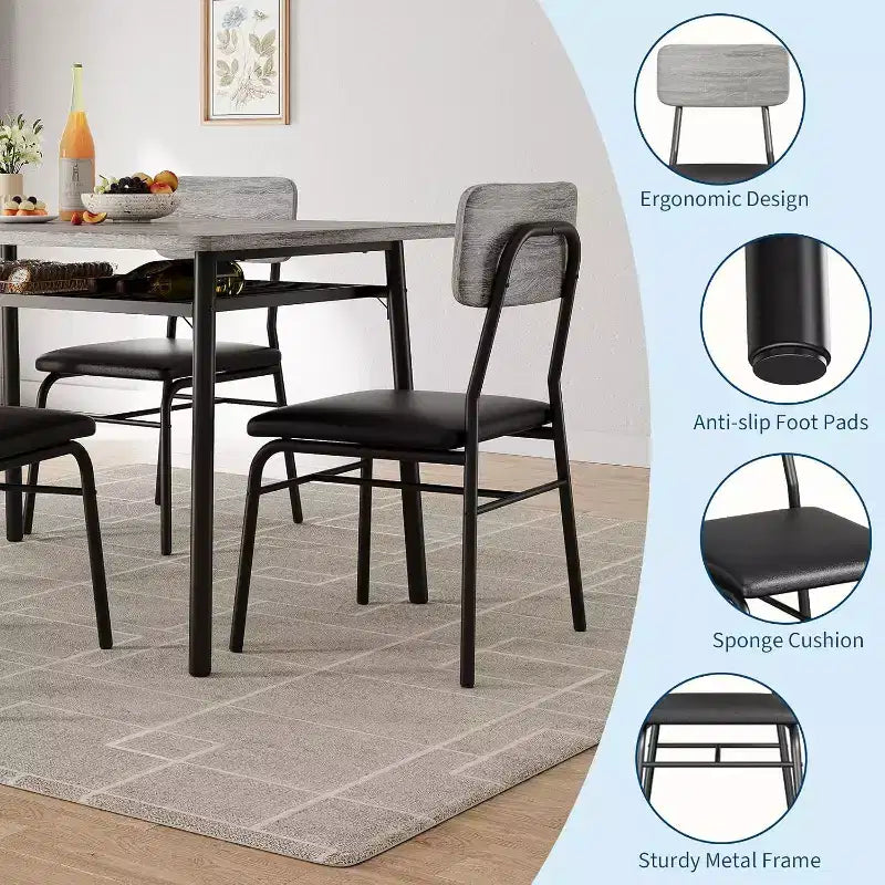Ensemble de salle à manger 3 pièces pour 2 personnes, table de cuisine en bois avec étagère de rangement, 2 chaises rembourrées, ensemble de salle à manger pour petit espace, appartement