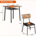 Ensemble de salle à manger 3 pièces pour 2 personnes, table de cuisine en bois avec étagère de rangement, 2 chaises rembourrées, ensemble de salle à manger pour petit espace, appartement