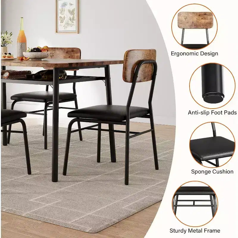 Ensemble de salle à manger 3 pièces pour 2 personnes, table de cuisine en bois avec étagère de rangement, 2 chaises rembourrées, ensemble de salle à manger pour petit espace, appartement