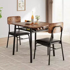 Ensemble de salle à manger 3 pièces pour 2 personnes, table de cuisine en bois avec étagère de rangement, 2 chaises rembourrées, ensemble de salle à manger pour petit espace, appartement