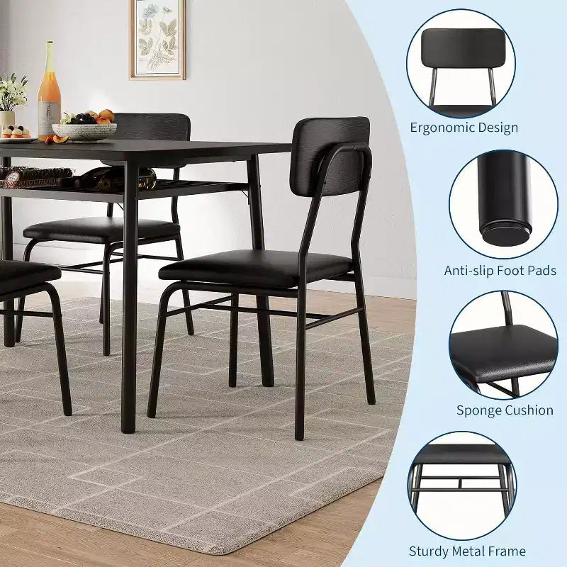 Ensemble de salle à manger 3 pièces pour 2 personnes, table de cuisine en bois avec étagère de rangement, 2 chaises rembourrées, ensemble de salle à manger pour petit espace, appartement