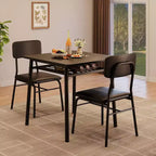 Ensemble de salle à manger 3 pièces pour 2 personnes, table de cuisine en bois avec étagère de rangement, 2 chaises rembourrées, ensemble de salle à manger pour petit espace, appartement