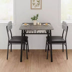 Ensemble de salle à manger 3 pièces pour 2 personnes, table de cuisine en bois avec étagère de rangement, 2 chaises rembourrées, ensemble de salle à manger pour petit espace, appartement