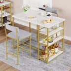 1 table à manger et 2 tabourets de bar, ensemble de salle à manger, montage facile, ensemble de table compact et moderne pour cuisine, salle à manger, petits espaces, meubles de maison