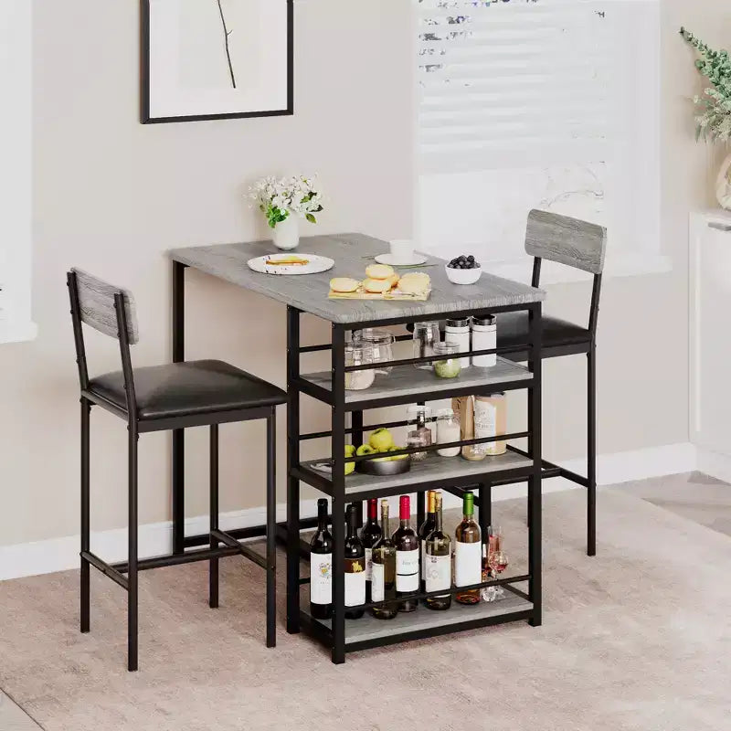 1 table à manger et 2 tabourets de bar, ensemble de salle à manger, montage facile, ensemble de table compact et moderne pour cuisine, salle à manger, petits espaces, meubles de maison