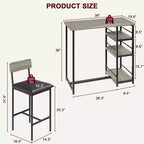 1 table à manger et 2 tabourets de bar, ensemble de salle à manger, montage facile, ensemble de table compact et moderne pour cuisine, salle à manger, petits espaces, meubles de maison