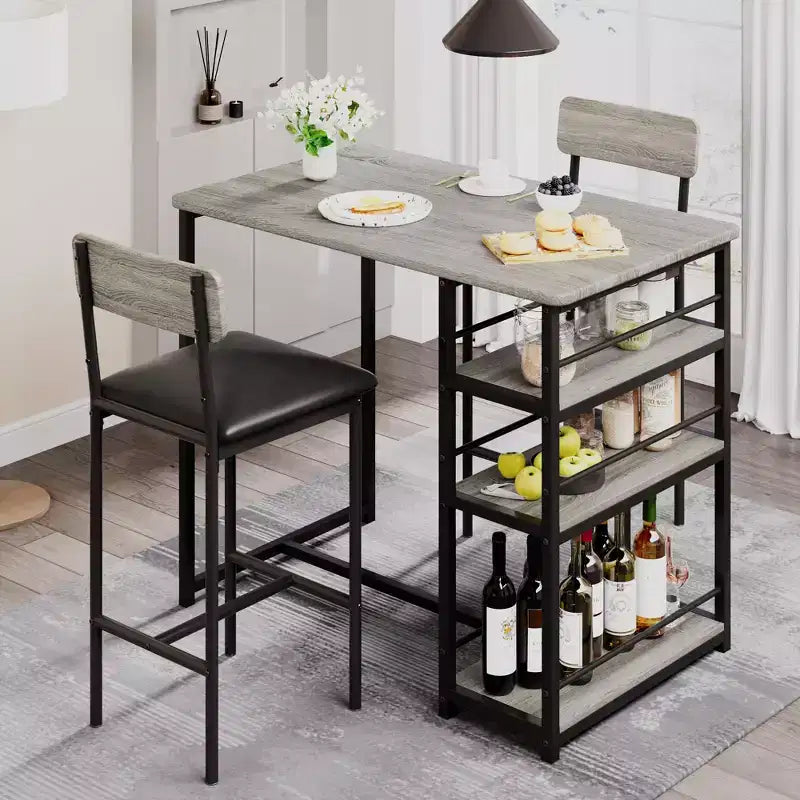 1 table à manger et 2 tabourets de bar, ensemble de salle à manger, montage facile, ensemble de table compact et moderne pour cuisine, salle à manger, petits espaces, meubles de maison