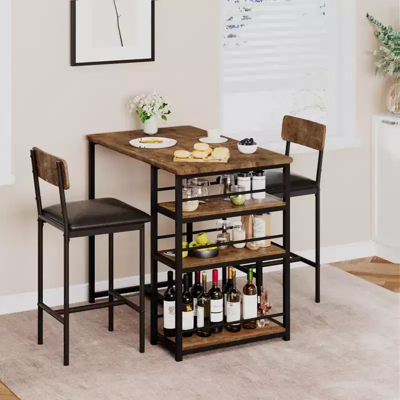 1 table à manger et 2 tabourets de bar, ensemble de salle à manger, montage facile, ensemble de table compact et moderne pour cuisine, salle à manger, petits espaces, meubles de maison
