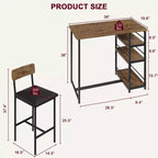 1 table à manger et 2 tabourets de bar, ensemble de salle à manger, montage facile, ensemble de table compact et moderne pour cuisine, salle à manger, petits espaces, meubles de maison
