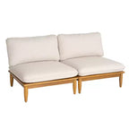Christopher Knight Home Sacova Chaise d'extérieur sans accoudoirs en bois d'acacia, cadre finition teck avec coussin beige, lot de 2