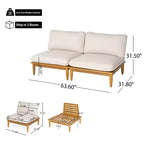 Christopher Knight Home Sacova Chaise d'extérieur sans accoudoirs en bois d'acacia, cadre finition teck avec coussin beige, lot de 2