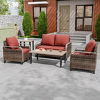 EAGLE PEAK Ensemble de conversation d'extérieur en osier pour patio, 2 fauteuils, canapé 2 places, table basse et table d'appoint, 5 pièces