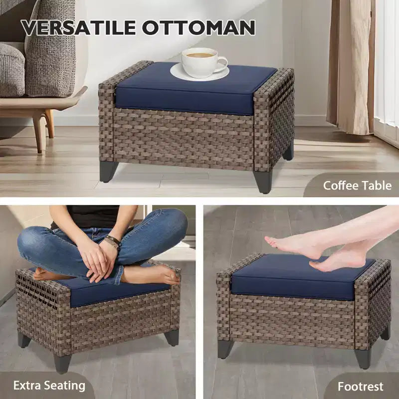 EAGLE PEAK Ensemble de conversation d'extérieur en osier pour patio, 2 fauteuils, canapé 2 places, table basse et table d'appoint, 5 pièces