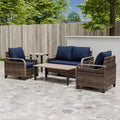EAGLE PEAK Ensemble de conversation d'extérieur en osier pour patio, 2 fauteuils, canapé 2 places, table basse et table d'appoint, 5 pièces