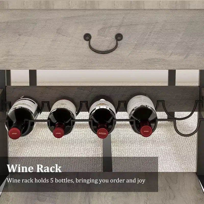 Ensemble de salle à manger CuisinSmart pour 4, ensemble de salle à manger avec 2 bancs rembourrés, ensemble de salle à manger peu encombrant avec tiroirs de rangement et casier à vin
