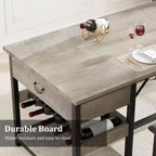 Ensemble de salle à manger CuisinSmart pour 4, ensemble de salle à manger avec 2 bancs rembourrés, ensemble de salle à manger peu encombrant avec tiroirs de rangement et casier à vin