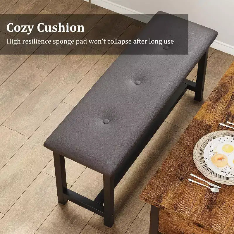 Ensemble de salle à manger CuisinSmart pour 4, ensemble de salle à manger avec 2 bancs rembourrés, ensemble de salle à manger peu encombrant avec tiroirs de rangement et casier à vin