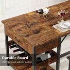 Ensemble de salle à manger CuisinSmart pour 4, ensemble de salle à manger avec 2 bancs rembourrés, ensemble de salle à manger peu encombrant avec tiroirs de rangement et casier à vin