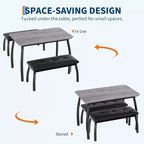 Ensemble de salle à manger 3 pièces, Table de cuisine rectangulaire en bois avec 2 bancs rembourrés, Ensemble de dînette de style ferme peu encombrant