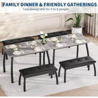 Ensemble de salle à manger 3 pièces, Table de cuisine rectangulaire en bois avec 2 bancs rembourrés, Ensemble de dînette de style ferme peu encombrant