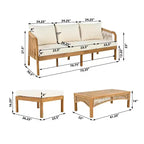 Christopher Knight Home Ignis Ensemble de conversation Boho 5 pièces en bois d'acacia et rotin synthétique avec coussins et table basse à lattes