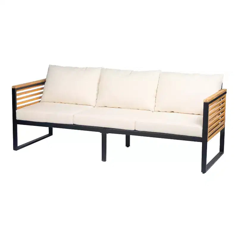Christopher Knight Home Faye Ensemble de sièges rembourrés pour patio en acacia et métal avec design à lattes