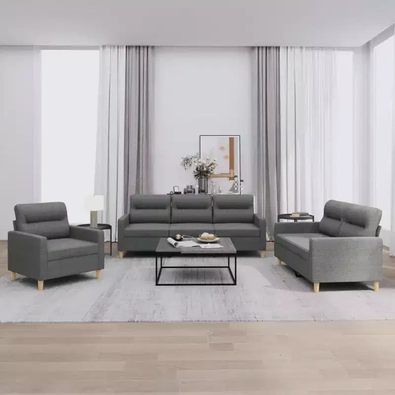 vidaXL Canapé Ensembles de canapés Gris foncé Tissu (100 % polyester), métal, textilène, contreplaqué