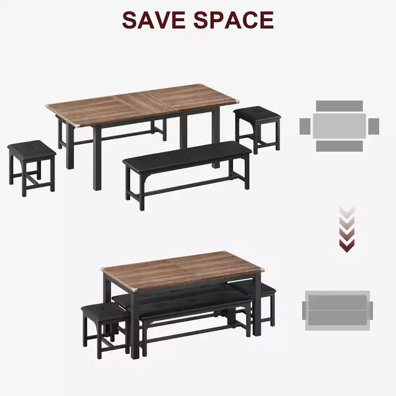 63 Ensemble table à manger extensible, idéal pour les petits espaces, places pour 6-8 personnes