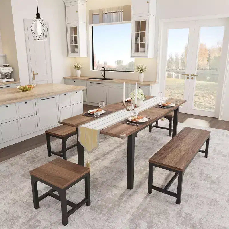 63 Ensemble table à manger extensible, idéal pour les petits espaces, places pour 6-8 personnes