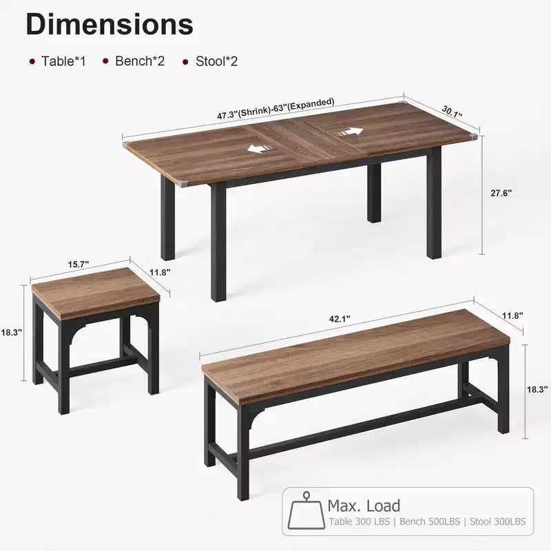 63 Ensemble table à manger extensible, idéal pour les petits espaces, places pour 6-8 personnes