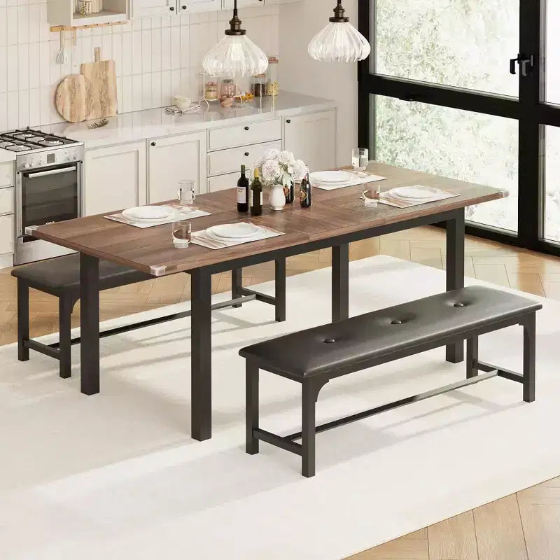 63 Ensemble table à manger extensible, idéal pour les petits espaces, places pour 6-8 personnes
