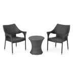 GDFStudio Brannt Salon de conversation d'extérieur 3 pièces en osier avec fauteuils empilables