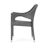 GDFStudio Brannt Salon de conversation d'extérieur 3 pièces en osier avec fauteuils empilables