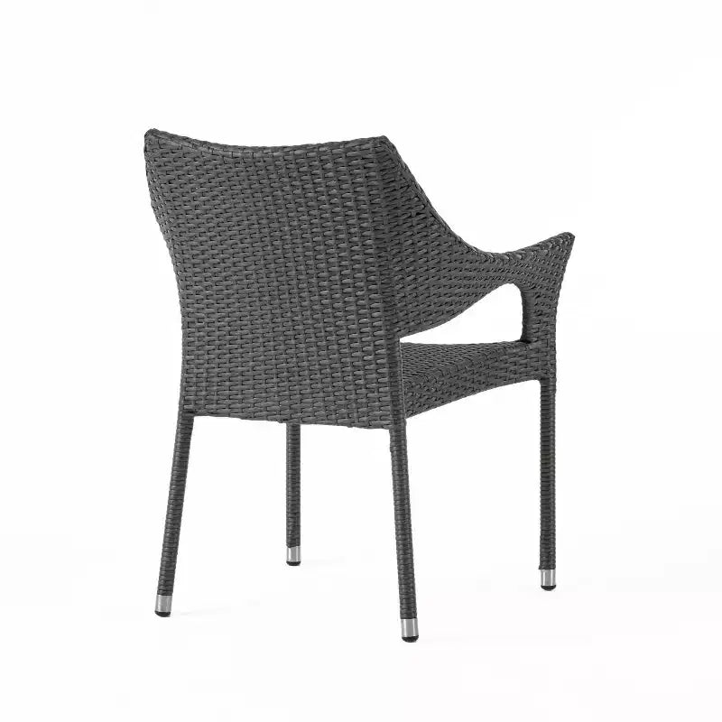 GDFStudio Brannt Salon de conversation d'extérieur 3 pièces en osier avec fauteuils empilables