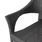 GDFStudio Brannt Salon de conversation d'extérieur 3 pièces en osier avec fauteuils empilables