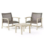 GDFStudio Savannah Ensemble de conversation 3 pièces en bois d'acacia et osier d'extérieur