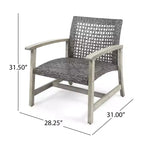 GDFStudio Savannah Ensemble de conversation 3 pièces en bois d'acacia et osier d'extérieur