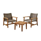 GDFStudio Savannah Ensemble de conversation 3 pièces en bois d'acacia et osier d'extérieur