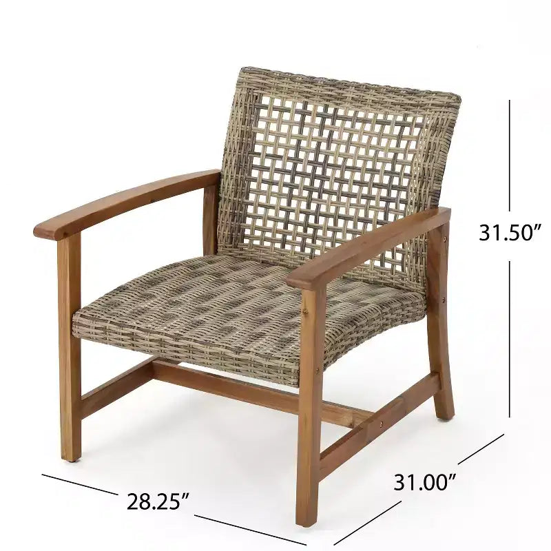 GDFStudio Savannah Ensemble de conversation 3 pièces en bois d'acacia et osier d'extérieur