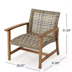 GDFStudio Savannah Ensemble de conversation 3 pièces en bois d'acacia et osier d'extérieur