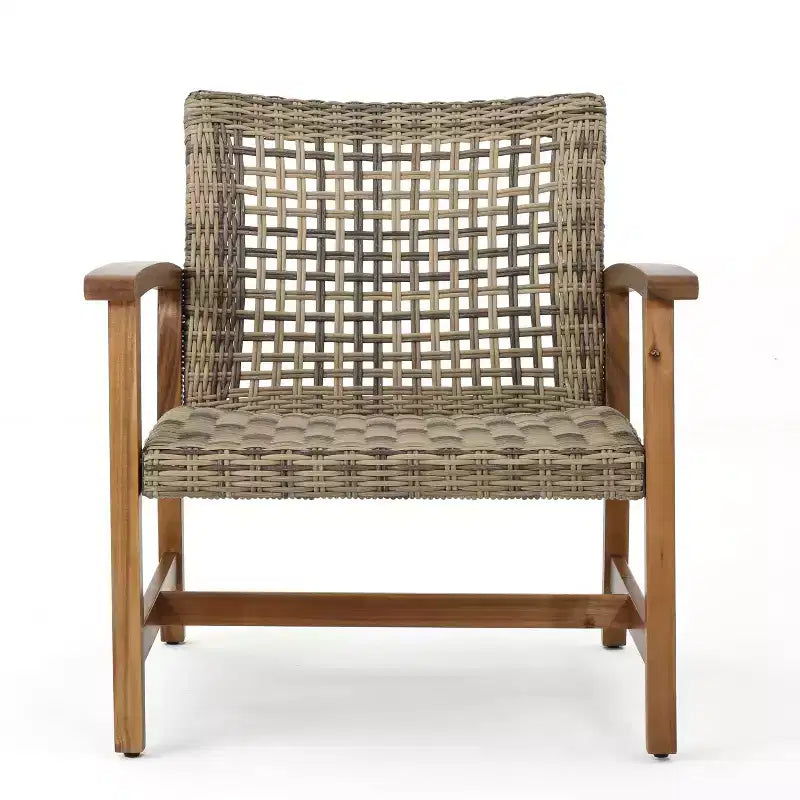 GDFStudio Savannah Ensemble de conversation 3 pièces en bois d'acacia et osier d'extérieur