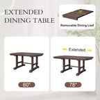 Ensemble de salle à manger extensible de style ferme pour 6 personnes, ensemble de table de cuisine extensible en bois de 7 pièces avec 6 chaises rembourrées