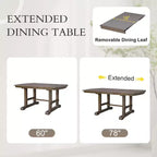 Ensemble de salle à manger extensible de style ferme pour 6 personnes, ensemble de table de cuisine extensible en bois de 7 pièces avec 6 chaises rembourrées