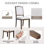 Ensemble de salle à manger extensible de style ferme pour 6 personnes, ensemble de table de cuisine extensible en bois de 7 pièces avec 6 chaises rembourrées
