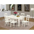 HomeStock Belmont 7 Pc Set With One Weston Table And 6 Wood Seat Chairs, Linen White