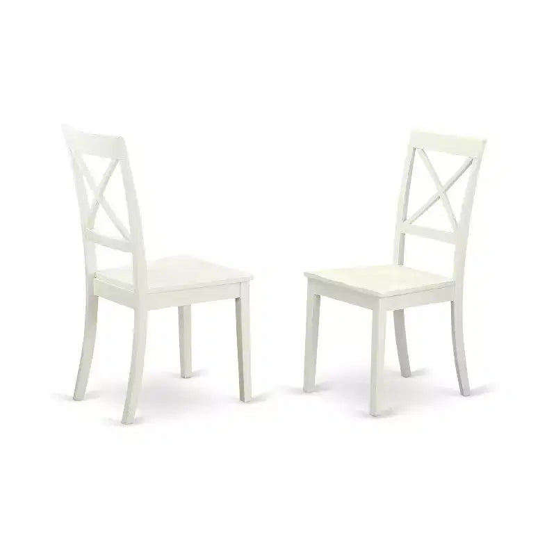 HomeStock Belmont – Ensemble de 7 pièces avec une table Weston et 6 chaises à assise en bois, blanc lin